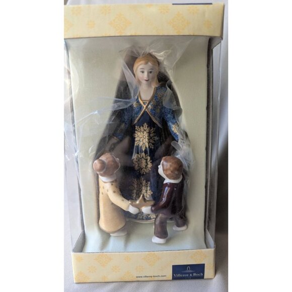 Villeroy and Boch 1748 Christmas Angel Of Joy Figurine With Children Gold Wings - Picture 1 of 5